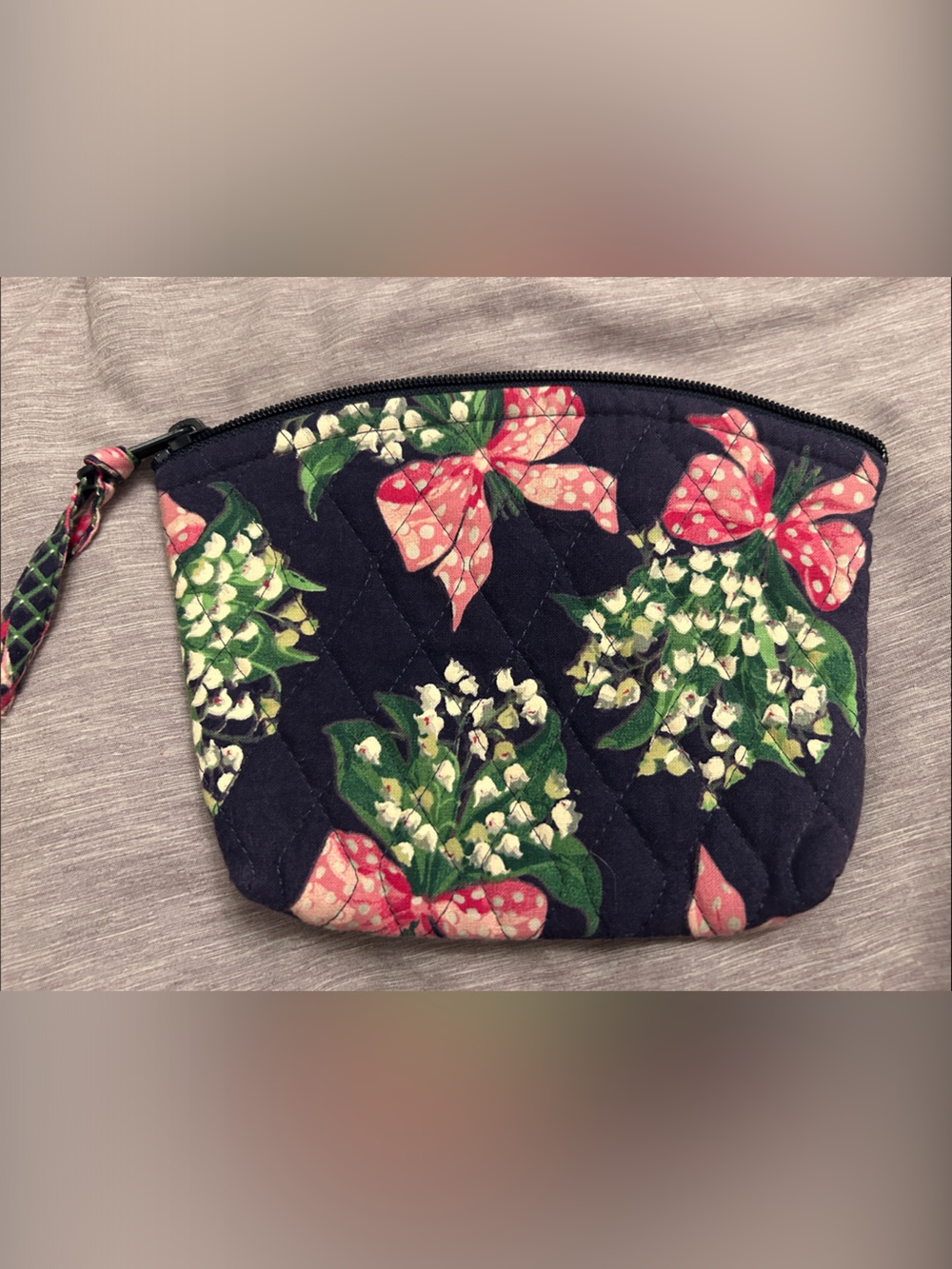 Vintage 90s Vera Bradley "Return To Happiness" Small Quilted Cosmetic Pouch